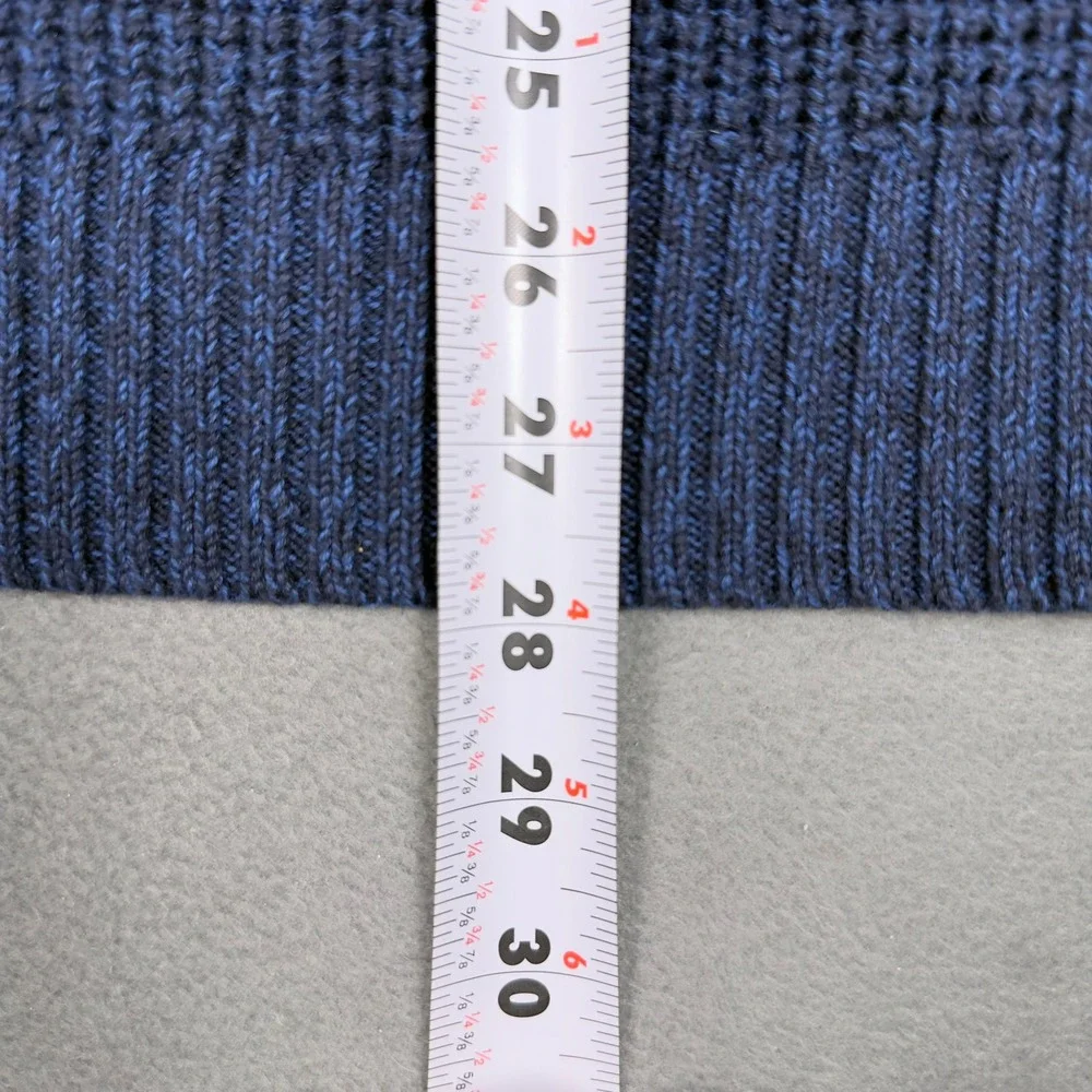 Lands End Drifter Mens M Tall Blue Waffle Knit Quarter Zip